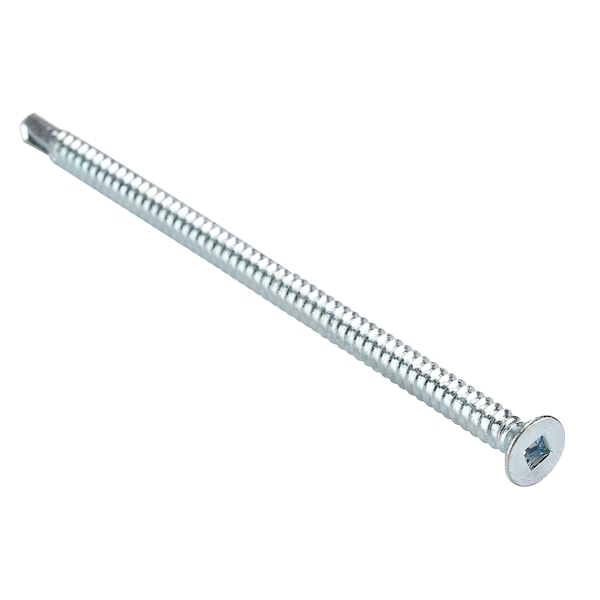 Self-Drilling Screw, #10-16 x 4 in, Zinc Plated Steel Flat Head Square Drive, 750 PK